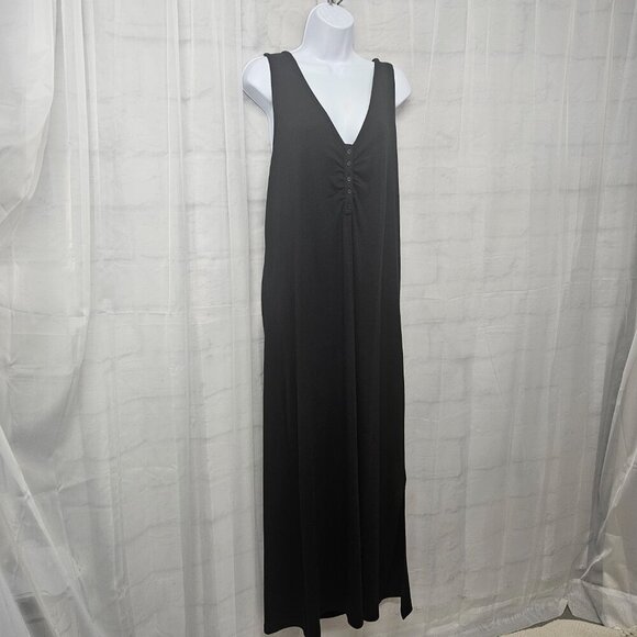 NWT Gap Black Sleeveless Maxi Dress Minimalist Lagenlook Boho Shift Maxi XXL - Picture 4 of 10